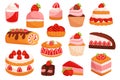 Delectable Assortment Of Strawberry Desserts, Including Strawberry Cake, Muffin, Shortcake, Cheesecake with Mousse Royalty Free Stock Photo