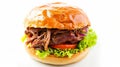 Delectable Beef Burger, Slow Cooked Pulled Pork, and Fresh Salad: A Mouthwatering Visual Deligh