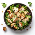 A delectable Caesar salad with chicken, displayed on a transparent base Royalty Free Stock Photo