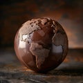 Delectable celebration: world chocolate day commemorated with a globe crafted from rich chocolate, a sweet symbol of