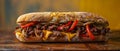 Delectable Cheesesteak Delight with Peppers and Onions. Concept Cheesesteak Recipes, Cooking Tips,