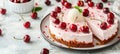 Delectable cherry desserts homemade cake pie with vanilla ice cream, a delightful treat