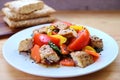 Delectable Colorful Vegetables Salad with Roasted Tempeh Cubes