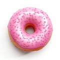 Delectable Delight: A Glimpse at the Perfect Pink Sprinkle Glazed Doughnut Royalty Free Stock Photo