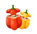 Delectable Eastern Dish,Features Stuffed Bell Peppers Filled With A Savory Mixture Of Seasoned Rice, Ground Meat