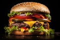 Delectable Fresh big cheeseburger. Generate Ai