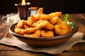 Delectable Fried shrimp breaded. Generate Ai