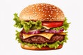 Delectable Hamburger, Rendered With Realistic Detail, Stands Alone On Transparent Background, Entici