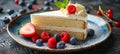 Delectable homemade strawberry sponge cake adorned with fresh berries and fluffy whipped cream Royalty Free Stock Photo