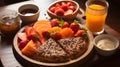 A delectable image of a homemade breakfast spread prepared by children for their father, reflecting the appreciation and love show