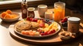 A delectable image of a homemade breakfast spread prepared by children for their father, reflecting the appreciation and love show