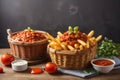 French Fries with Provencal and Tomato Sauce