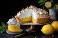 Delectable Lemon meringue pie in sunlight. Generate ai