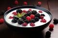 Delectable Milk pudding berry. Generate Ai