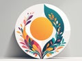 Delectable Palette A Vibrant Round Plate Featuring Orange at Its Core and a Splendorous Array of Colored Leaves Surrounding It Royalty Free Stock Photo