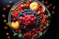 Delectable Plate fruits berries. Generate AI