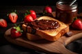 delectable sandwich filled with juicy strawberries and generous spread of luscious chocolate Royalty Free Stock Photo