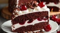 Slice of Black Forest Cake With Cherries and Chocolate Shavings Royalty Free Stock Photo