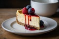 Cheesecake slice with fresh berries on top. Royalty Free Stock Photo