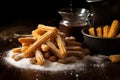 Delectable Spanish churros sugar. Generate Ai