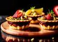 Ai Generative Delectable Strawberry Custard Tarts in Assorted Tartlets and Cakes with Cream Royalty Free Stock Photo