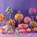 Delectable treats adorning candy buffet, a sugar coated spectacle