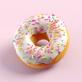 Rainbow Delight: The Irresistible White Glazed Donut Sprinkled with Magic