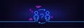 Delegate question line icon. Teamwork help sign. Neon light glow effect. Vector