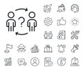 Delegate question line icon. Teamwork help sign. Salaryman, gender equality and alert bell. Vector