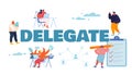 Delegate Responsibilities Concept. Office People, Ceo and Company Leaders Share Work, Create Stable Structure