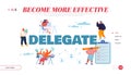 Delegate Responsibilities Landing Page Template. Office People, Ceo and Company Leaders Characters Share Work