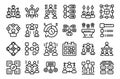 Delegate tasks icons set outline vector. Team data work