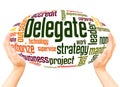 Delegate word cloud hand sphere concept