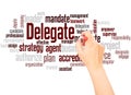 Delegate word cloud hand writing concept