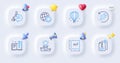 Delegate work, Attached info and Globe line icons. For web app, printing. Vector