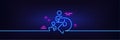 Delegate work line icon. Teamwork share sign. Neon light glow effect. Vector