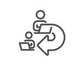 Delegate work line icon. Teamwork share sign. Vector