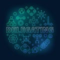 Delegating vector round colored outline illustration