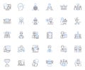 Delegation assignment line icons collection. Trust, Responsibility, Empowerment, Prioritization, Collaboration
