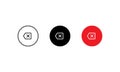 Delete Backspace Keyboard Key Icon Vector Set in Circle Shapes