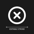 Delete button pixel perfect white linear ui icon for dark theme Royalty Free Stock Photo