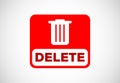 Delete button trash can, bin symbol. Delete web icon vector illustration Royalty Free Stock Photo