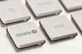 Delete button on a White and Grey Computer Keyboard Royalty Free Stock Photo