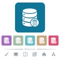 Delete from database flat icons on color rounded square backgrounds Royalty Free Stock Photo