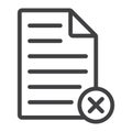 Delete document line icon, web and mobile,