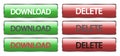 Set of colorful design buttons. Contains uninstall and download. Collection of web vector buttons.