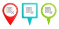 delete, ecommerce, box. Multicolor pin vector icon, diferent type map and navigation point