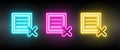 delete, ecommerce, box neon vector icon. Illustration neon blue, yellow, red icon set.