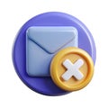 Delete Email 3D Icon for Secure and Easy Inbox Management with High-Quality Visual Representation