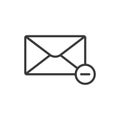 Delete email, icon in line design. Delete, email, remove, trash, discard, clear, erase on white background vector